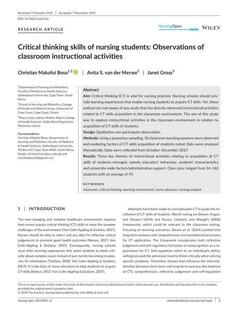 Critical thinking skills of nursing students: Observations of .